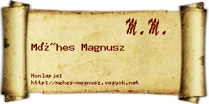 Méhes Magnusz névjegykártya